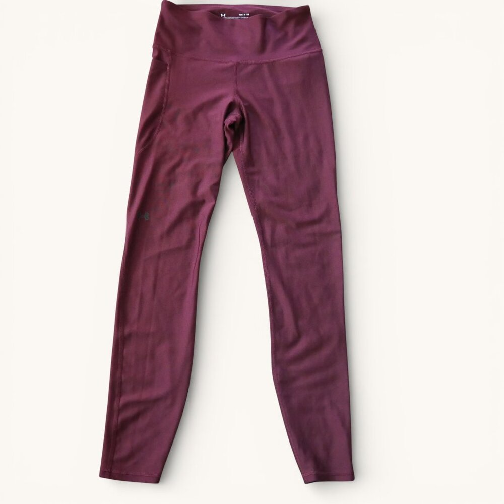 Under Armour Compression Leggings Womens M‎ Burgundy Pocket Workout